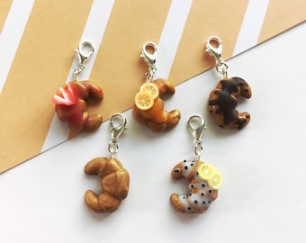 Croissant Charm Keychain Necklace Stitch Marker