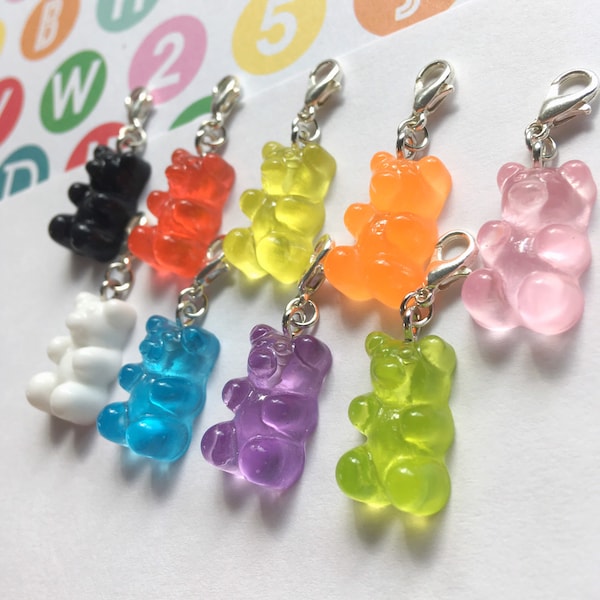 Gummy Bear Charm Porte-clés Collier Marqueur de point