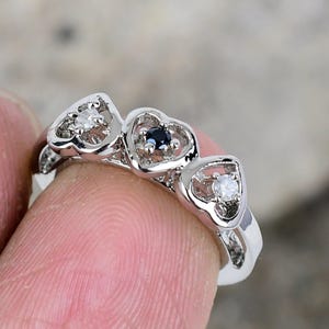 Zwarte onyx ring, moissaniet ring, 925 sterlingzilveren ring, hartring, ring voor vrouwen, verjaardagscadeau, onyx hartring, hartcadeau voor vriendin