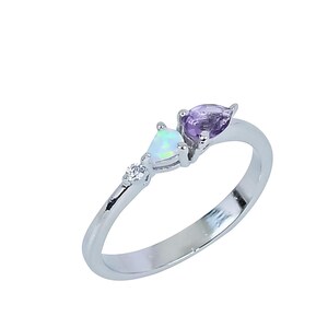 Amethyst Ring, Opal Ring, Moissanite Ring, 925 Sterling Silver Ring, Daughter Ring, Gift For Her,  Birthday Gifts, Ring For Women, Fine Ring