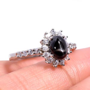 Black Star Sapphire Ring, 925 Sterling Silver Ring, Sapphire Ring, Star Ring, Fine Ring, Gift For Her, Ring For Women, Anniversary Ring