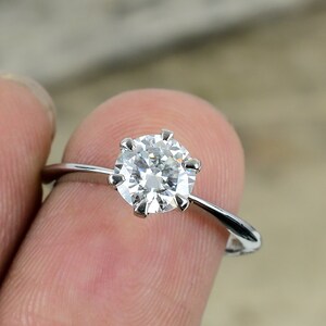 Moissanite Ring, 925 Sterling Silver Ring, Diamond Ring, Round Moissanite Ring, Gift For Her, Ring For Women, Anniversary Ring, Bride Ring