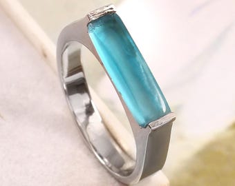 Anello topazio blu in argento sterling per donne