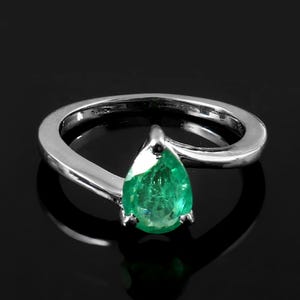 Emerald Ring, 925 Sterling Silver Ring, Natural Pear Emerald Ring Wedding Ring Handmade Ring, Promise Ring Women Gift Ring, Gift For Her