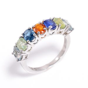 Multi Kyanite Ring, 925 Sterling Silver Ring, Multi Gemstone Ring, Half Eternity Ring, Kyanite Ring, Birthday Gift For Her, Ring For Women