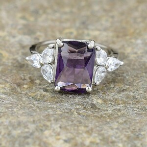 Amethyst Ring, White Topaz Ring, 925 Sterling Silver Ring, Purple Gemstone Ring, Dainty Ring, Ring For Women, Birthday Gift, Wedding Gift