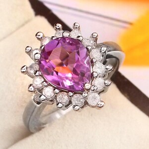 Amethyst Ring, 925 Sterling Silver Ring For Women, Natural Pear Stone Ring, Birthday Gift, Anniversary Ring, Mother Ring Gift For Her Dainty