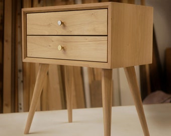 Mid century modern Nightstand Bedside table ( two drawers)