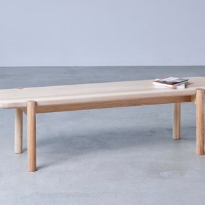 Modern bench made from solid Ash, Oak, Walnut, designer wooden entrance bench dining table bench image 4