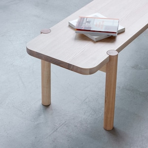 Modern bench made from solid Ash, Oak, Walnut, designer wooden entrance bench dining table bench image 5