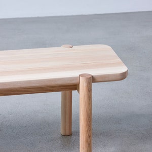 Modern bench made from solid Ash, Oak, Walnut, designer wooden entrance bench dining table bench image 2