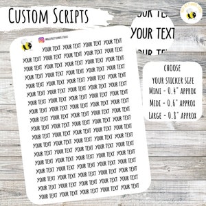 Custom Scripts - Custom Stickers - Planner Stickers - Basic Font