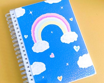 Rainbow Cloud Reusable Sticker Album - Holographic Dots - 5 x 7 inch -  Cute - Sticker Book - reuse