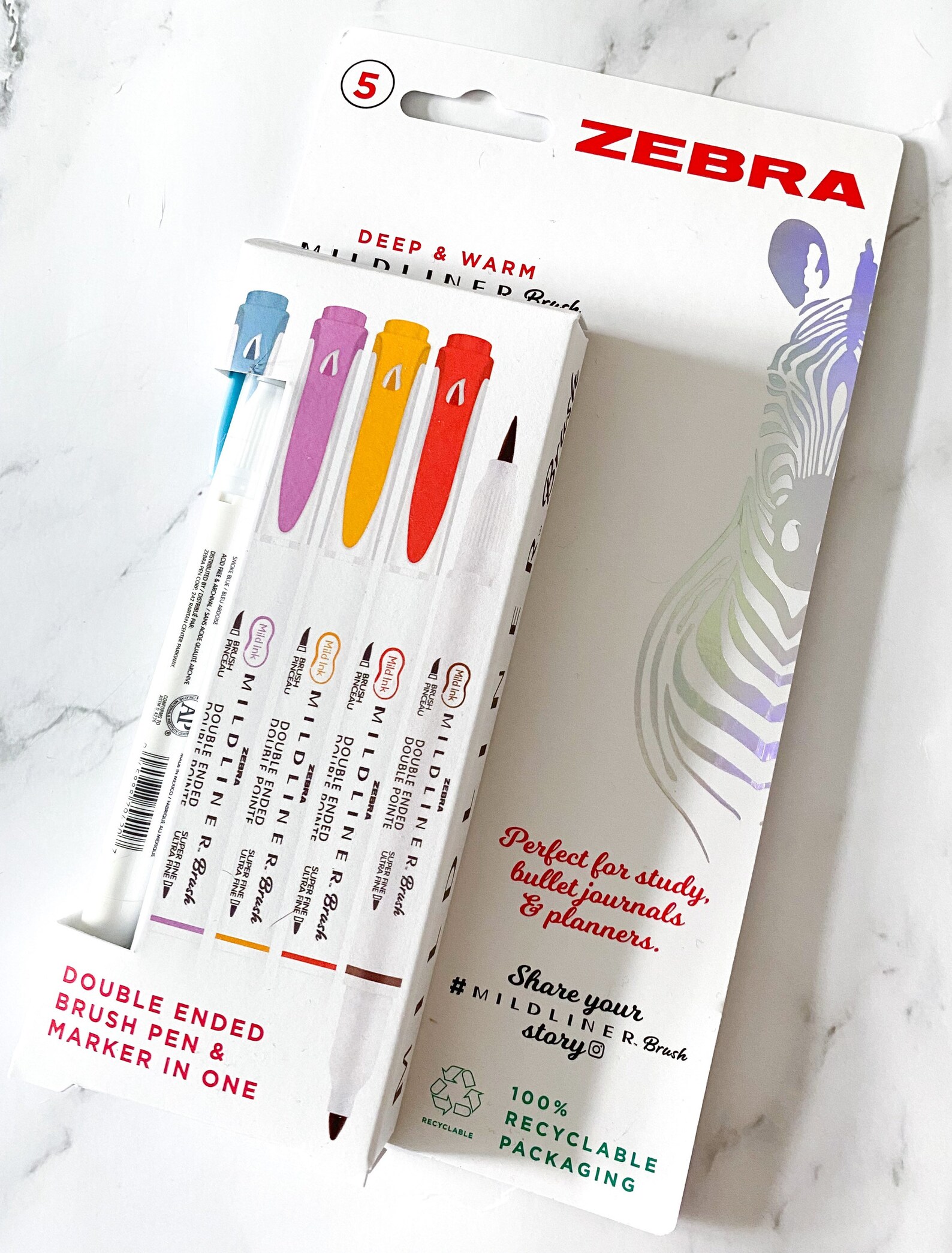 Zebra Mildliner Double Ended Brush Pens Individual/set of 5 Etsy