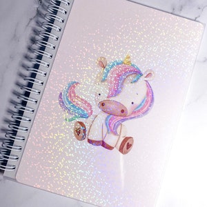 Pink Unicorn Reusable Sticker Album - Holographic Dots - 5 x 7 inch -  Cartoon Animal - Sticker Book