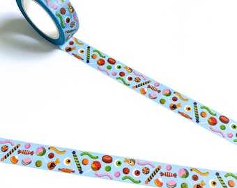 Blue Spooky Candy Pattern |Halloween Washi Tape - 15mm x 10m