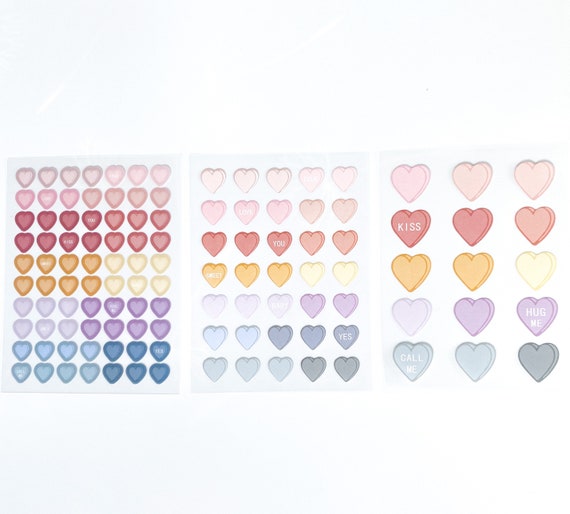 Kawaii Heart Sticker Sheet 3 Sheets Sticker Labels Pastel Stickers -   Israel