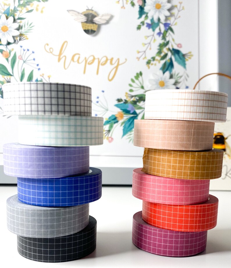 Grid Washi Tape Square Washi Tape Multiple Colours Basic Etsy UK
