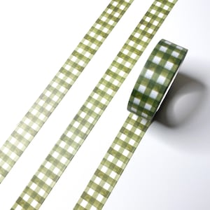 Green Gingham Pattern Checked Washi Tape - 15mm x 10m