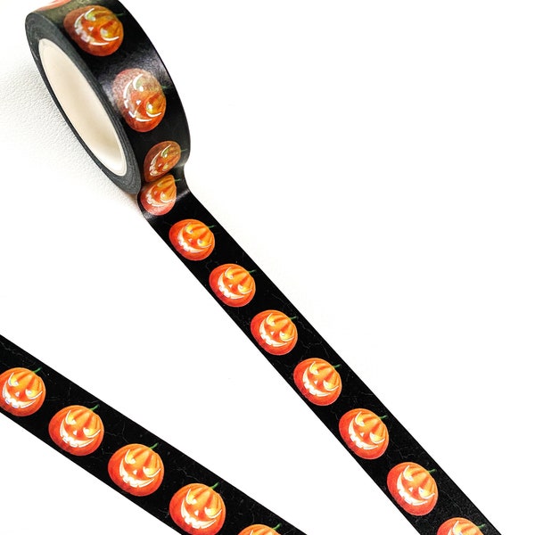 Black and Orange Pumpkin Foil- Halloween - Black Washi Tape - 15mm x 10m