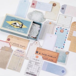 Vintage Tags Stickers | 60pcs | Matchbox Sticker Set | Tags | Labels | Retro | Individual Stickers