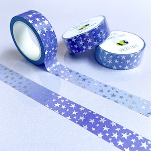 Holographic Star Purple Ombré Pattern Washi Tape - Exclusive Design - 15mm x 10m