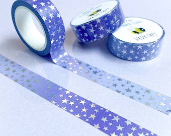 Holographic Star Purple Ombré Pattern Washi Tape - Exclusive Design - 15mm x 10m