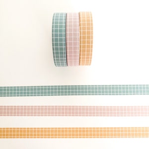Tape - Simple Pastel Plaid Grid Washi Tape Set