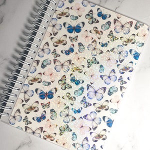 White Butterfly Reusable Sticker Album - Holographic Dots - 5 x 7 inch -  Pretty - Sticker Book