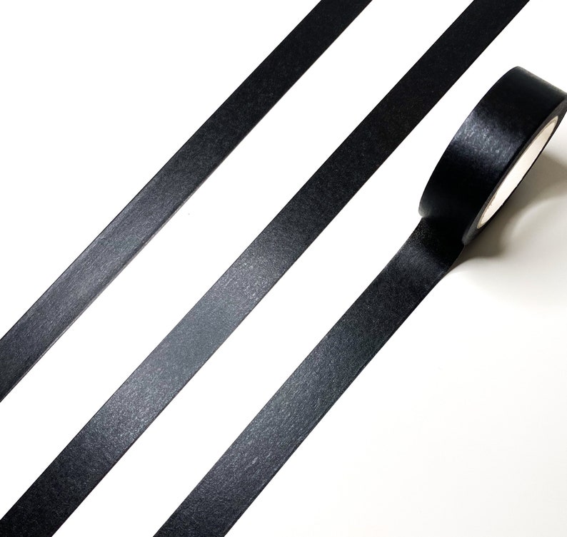 15mm x 10m Matte Black Plain Washi Tape
