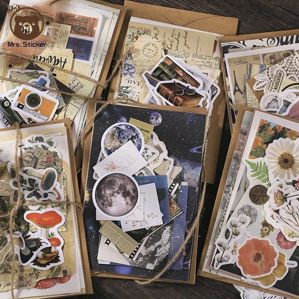 Scrapbooking Pack | Paper Ephemera | Retro | Junk Journaling Kit | Nature | Space | 31 pcs