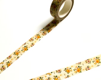 Yellow Floral Washi Tape - 15mm x 10m