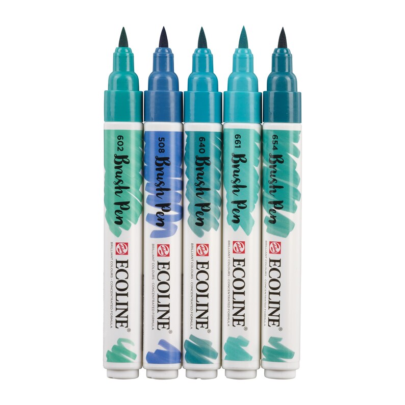Ecoline Pinsel Stift Set grün blau Aquarell Pinsel Stifte Etsy