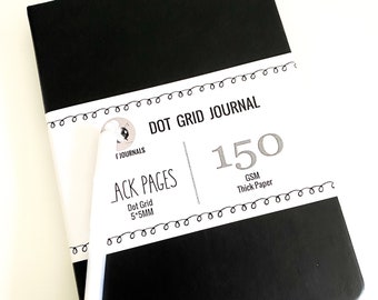 Black Journal - 150gsm thick paper - A5 Black Dot Grid Journal