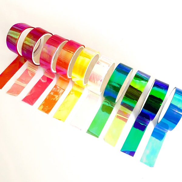 Iridescent Holographic - Rainbow Unicorn - Washi Tape - Set of 10 - Shiny Tape - 15mm x 5m