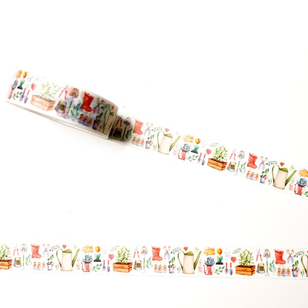 Gardening Watering Can Pattern Washi Tape - 15mm x 10m