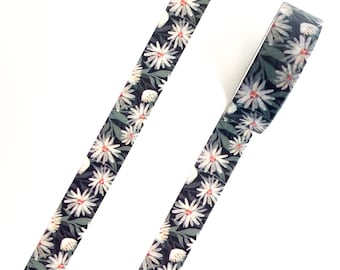 Black Daisy Pattern Plant Flower Washi Tape - 15mm x 10m