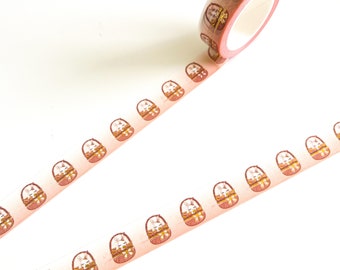 Peach Kawaii  Bunny Basket |Easter Washi Tape - 15mm x 10m