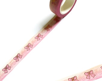 Pink Bow Gold Foil Washi Tape - 15mm x 10m