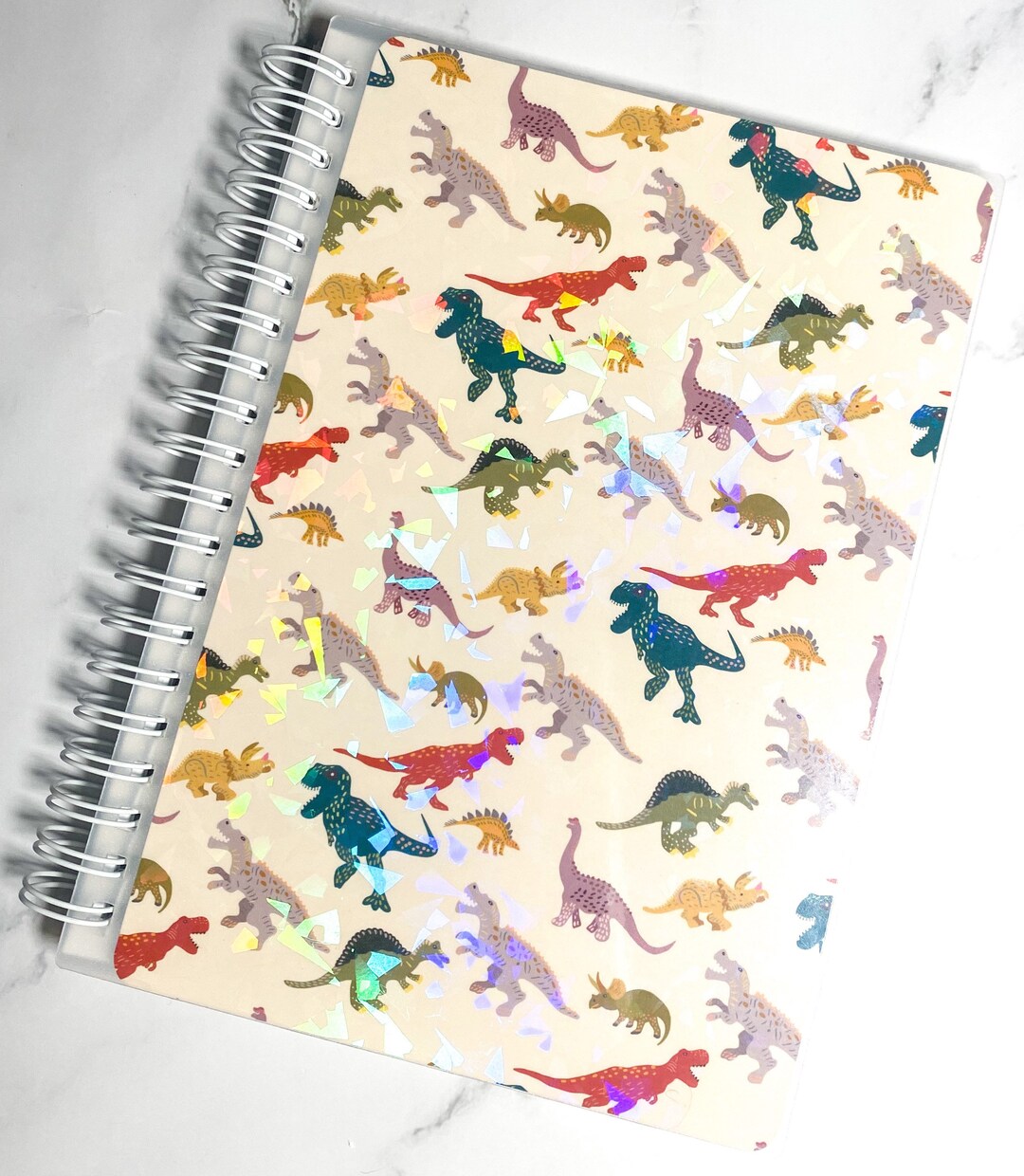 Beige Dinosaur Reusable Sticker Album Holographic Shards 5 X 7 Inch ...