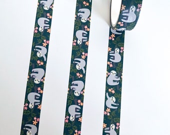 Blue Sloth Animal Pattern Cute Washi Tape - 15mm x 5m