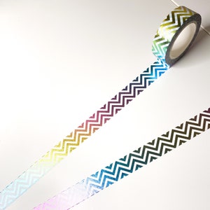 Rainbow Foil Chevron Pattern Washi Tape - 15mm x 10m