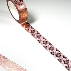 Pink Art Deco Fan Rose Gold Foil Washi Tape - 15mm x 10m