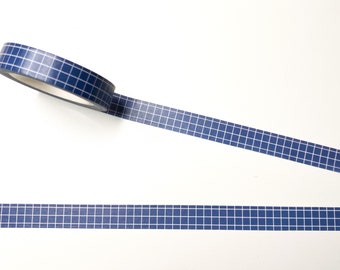 Grid Washi Tape - Square Washi Tape - Dark Blue Grid Washi Tape  - 10mm x 10m