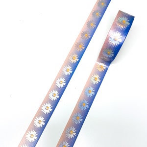 Holographic Foil Ombré Rainbow Daisy Pattern Washi Tape - 15mm x 10m