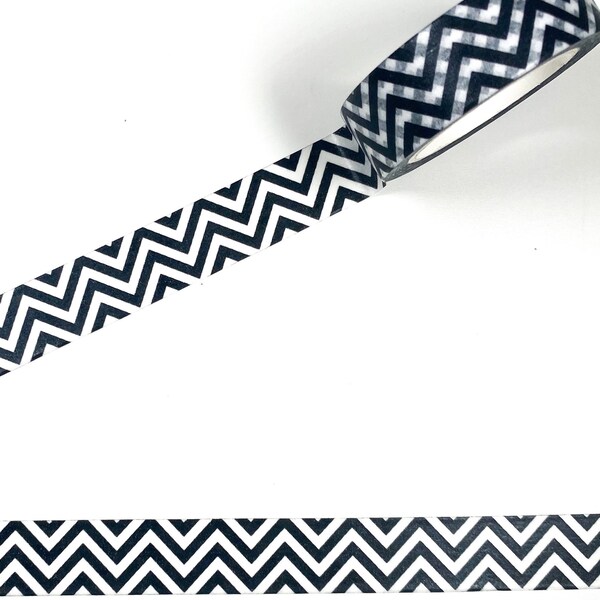 Black and White Chevron Pattern Washi Tape - 15mm x 10m