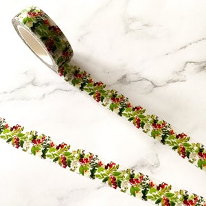 Christmas Green Foliage Washi Tape 15mm x 10m image 1