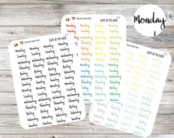 Tage der Woche - Planner Aufkleber - Kalligraphie Schriftart - Regenbogen Pastell Minimalist - O-12