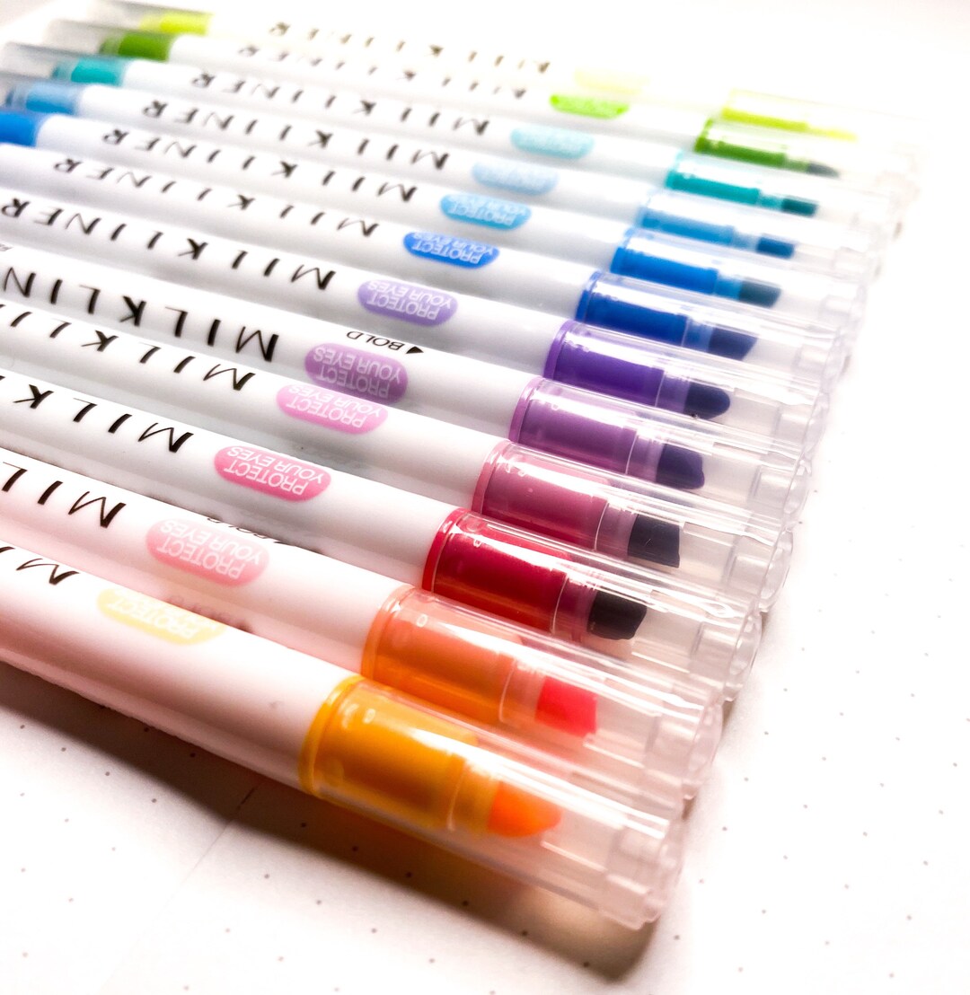 12pc Pastel Double Ended Highlighter Japanese Dual Tip Style Etsy