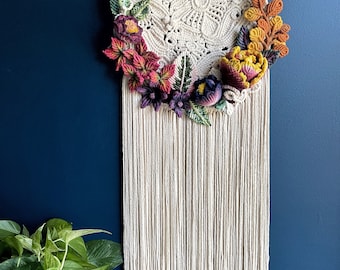 New Beginnings - Flora Macramé Wall Art, Fiber Art